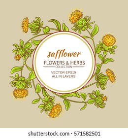 safflower plant vector frame on color background