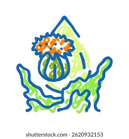 safflower seed oil liquid yellow doodle icon sketch vector. safflower seed oil liquid yellow sign. isolated symbol illustration