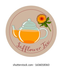 Safflower Tea Modern Flat Design. Vector Illustration