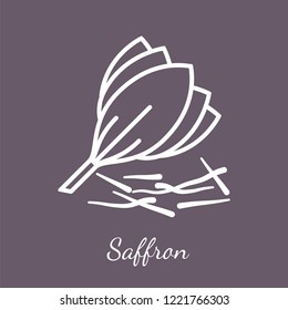 Saffron crocus blossom and threads  icon. Flavoring spices vector symbol.