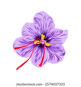 saffron crocus flower for children book design, a simple flat vector design