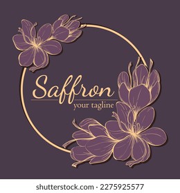 Saffron or crocus. Saffron flower illustration. Saffron flower isolated on background. Vector hand drawing wildflower. Can be used for cards, invitations, banners, posters, print design