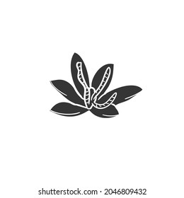 Saffron Flower Icon Silhouette Illustration. Cooking Spice Vector Graphic Pictogram Symbol Clip Art. Doodle Sketch Black Sign.