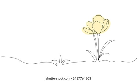 saffron flower line art. Hand drawing. For background, card, invitation, print and other design