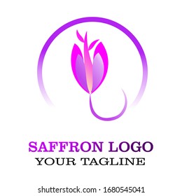 Plantilla vectorial de diseño del logotipo de flor de azafrán