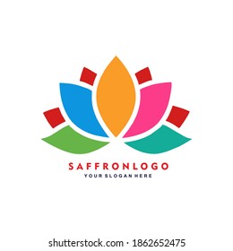 Saffron Flower Logo Design Vector Template