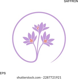 Saffron Flower logo. Isolated saffron flower on white background