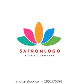 Saffron Flower Multicolored Logo Design Vector Template