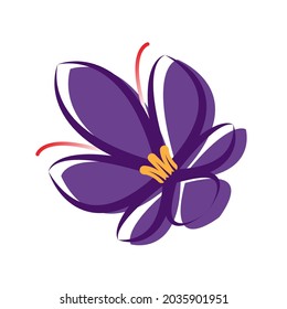 Saffron Flower Spice Logo Symbol Icon Flat Vector
