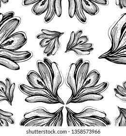saffron flowers illustration pattern vector