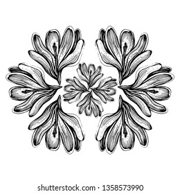 saffron flowers illustration pattern vector decor