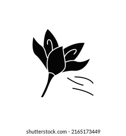 Saffron icon in black flat glyph, filled style isolated on white background