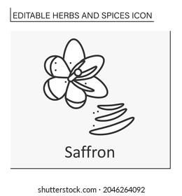 Saffron line icon. Aromatic pungent dried stigmas. Flavor foods. Herbs and spices concept. Isolated vector illustration. Editable stroke