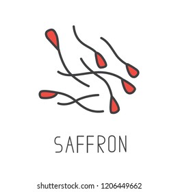 saffron line vector illustration, cooking isolated icon.