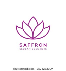 Saffron logo vector. Minimalistic Saffron flower. Burgundy color.