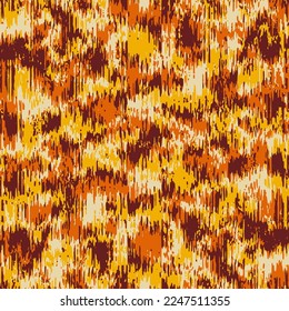 Saffron Paint-Splattered Effect Textured Camouflage Pattern