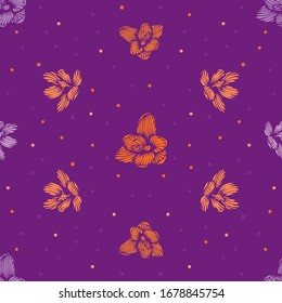  Patrón sin problemas. Vintage ilustración vectorial de grabado a mano. Flores de azafrán. Textura floral primaveral. Ilustración de tejidos, estuche de teléfono, embalajes de regalo, textiles, papel pintado