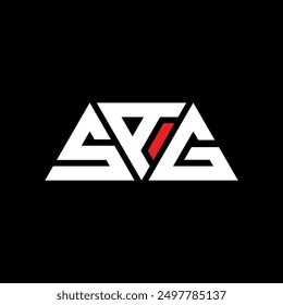 SAG triangle letter logo design with triangle shape. SAG triangle logo design monogram. SAG triangle vector logo template with red color. SAG triangular logo Simple, Elegant, and Luxurious design.