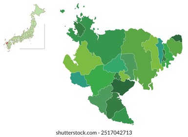 Saga Japan Map Green Icon