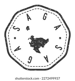 Saga, Japan Map Stamp Retro Postmark. Silhouette Postal Passport. Seal Round Vector Icon. Badge Vintage Postage Design.