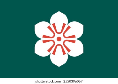 Saga, bandeira da província do Japão: simbolizando rica história, patrimônio cultural e belas paisagens. Ideal para projetos que celebram a identidade e o orgulho únicos de Saga