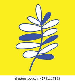 Saga Leaf Doodle with Yellow Background