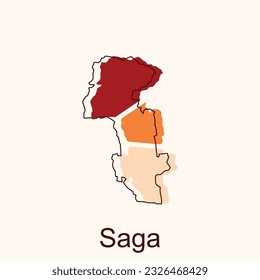 Saga Karte. Leere Vektorkarte des Landes. Grenzen von Japan für Ihre Infografik. Vektorgrafik. Designvorlage