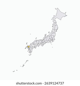 Saga Prefecture highlighted on Japan map