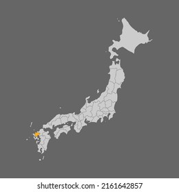 Saga prefecture highlighted on the map of Japan