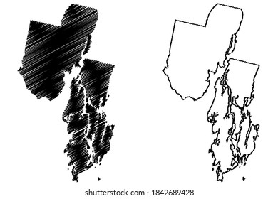 Sagadahoc County, Maine (U.S. county, United States of America, USA, U.S., US) map vector illustration, scribble sketch Sagadahoc map