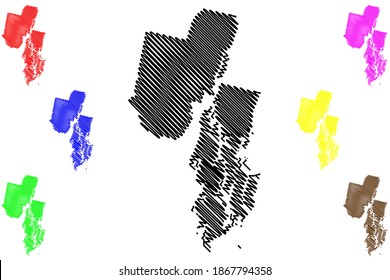 Sagadahoc County, Maine (U.S. county, United States of America, USA, U.S., US) map vector illustration, scribble sketch Sagadahoc map