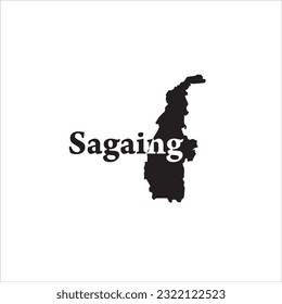 Sagaing map and black lettering design on white background