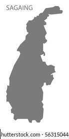 Sagaing Myanmar Map in grey