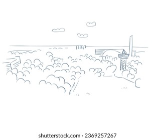 Sagamihara Kanagawa Japan vector sketch city illustration line art sketch