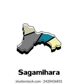 Mapa de Sagamihara. Mapa vectorial en blanco del País. Fronteras de Japón para tu infografía. Ilustración vectorial. plantilla de diseño