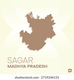 SAGAR Administrative Division Map, Madhya Pradesh, India – Editable Vector Outline.