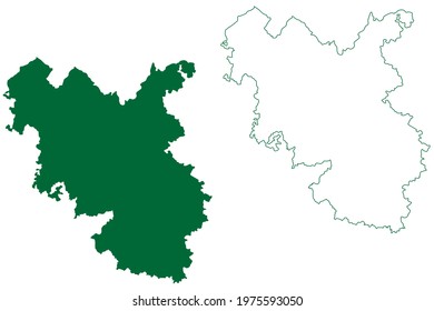 Sagar district (Madhya Pradesh State, Sagar division, Republic of India) map vector illustration, scribble sketch map