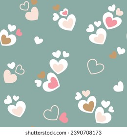 Sage Background with Pink and White Hearts seamless pattern.  Perfect for fabric, scrapbooking, wallpaper projects, and paper products.