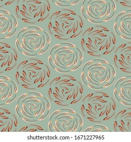 Sage brown floral daisy background. Seamless retro bloom vector pattern. Stylized drawn vintage flower texture background. 1970s trendy fashion or home decor swatch. Decorative muted all over print.
