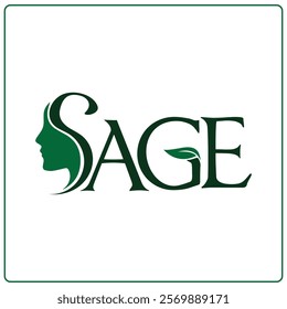 Sage elegant logo with leaf. Attractive color