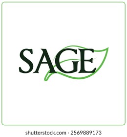 Sage elegant logo with leaf. Attractive color