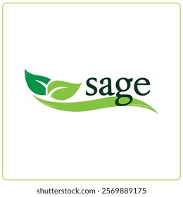 Sage elegant logo with leaf. Attractive color