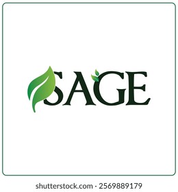 Sage elegant logo with leaf. Attractive color