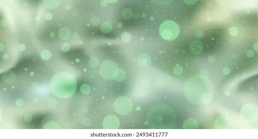 Sage gradient mesh seamless pattern with grainy texture and bokeh. Mint green pastel shiny wallpaper. Abstract vector illustration.