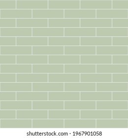 Sage Green Colour Rectangle Stone Subway Tile Classic Brick Wall Pattern Background Wallpaper Texture. Modern, Simple, Bold, Geometric, Fresh, Soft, Earth Tone Seamless Vector Repeat Surface Design.