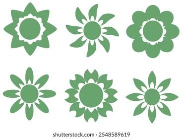 Conjunto de iconos de flores verdes sabias.
Pegatina de flores verdes.
Iconos de flores.
Icono de flor pastel.