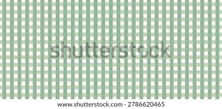 Sage green gingham seamless pattern vector illustration. Hand drawn watercolor brush style checkered background texture in pastel green grass and cream colors. Geometric retro cottage core and coquette plaid graphic background for nursery fabric printing, kids apparel textile design, gift wrapping paper, scrapbook paper, birthday greeting card design, Holiday decoration, Christmas tablecloth, Fathers Day, Mothers Day, wedding event invitations, and cottage-style wallpaper, social media post, web site layout.