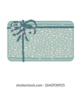 sage green polka dot envelope or gift box vector with elegant minimalist design and small ribbon