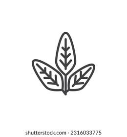 Sage herb line icon. linear style sign for mobile concept and web design. Sage leaves outline vector icon. Symbol, logo illustration. Vector graphics