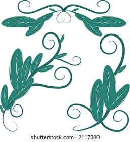 Sage illustrated in a romantic set of design elements. File contains no gradients.